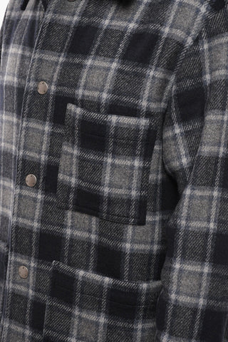 Checked Pattern Wool Blend Overshirt