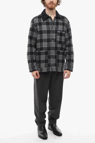Checked Pattern Wool Blend Overshirt