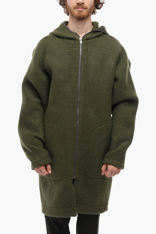 STROBE Hooded Alpaca Blend Coat with Zip