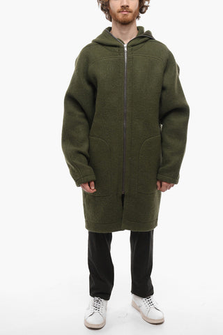 STROBE Hooded Alpaca Blend Coat with Zip