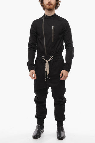 Zip Closure Coated Cotton Jumpsuite 