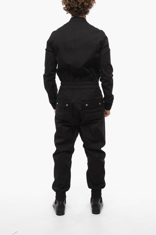 Zip Closure Coated Cotton Jumpsuite 