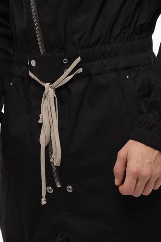 Zip Closure Coated Cotton Jumpsuite 