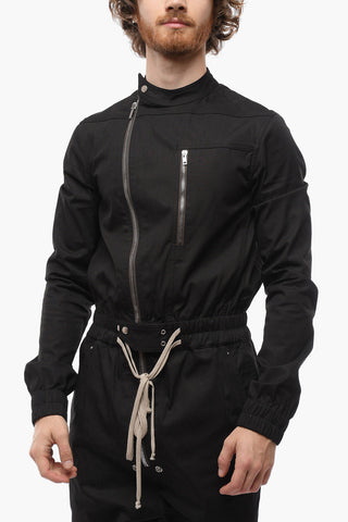 Zip Closure Coated Cotton Jumpsuite 