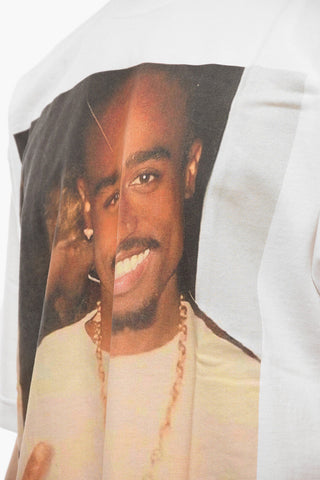 Cotton Crew-Neck T-shirt with Tupac Maxi Print