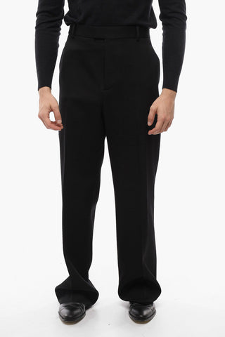 Straight Fit Wool Pants with Concealed Closure