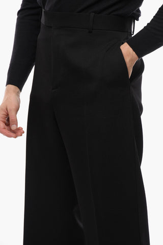Straight Fit Wool Pants with Concealed Closure