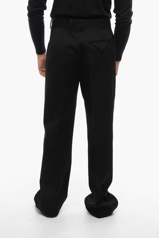 Straight Fit Wool Pants with Concealed Closure