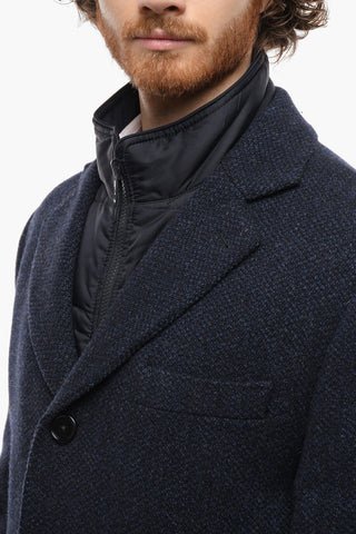 Virgin Wool Single-breasted Coat with Removable Padded Vest