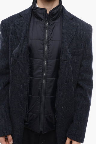 Virgin Wool Single-breasted Coat with Removable Padded Vest