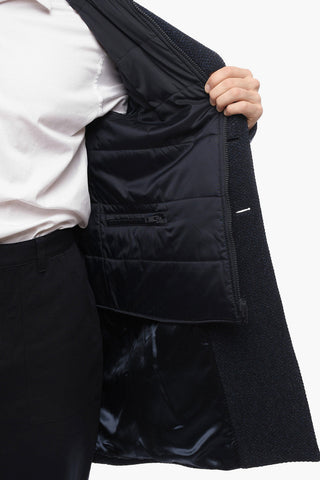 Virgin Wool Single-breasted Coat with Removable Padded Vest