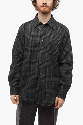 2-2 District Check Knitted Cotton Overshirt with Snap Buttons