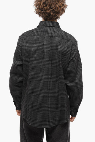 2-2 District Check Knitted Cotton Overshirt with Snap Buttons