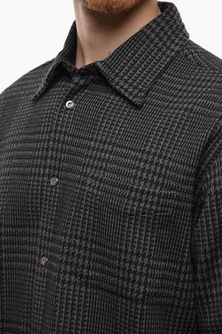 2-2 District Check Knitted Cotton Overshirt with Snap Buttons
