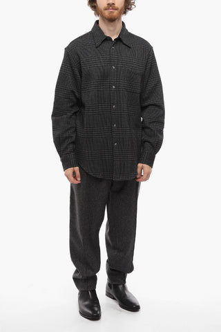 2-2 District Check Knitted Cotton Overshirt with Snap Buttons