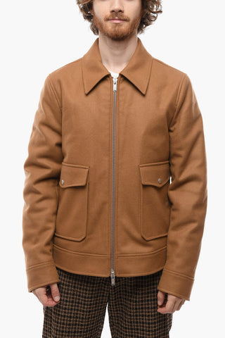 Cappotto Sahariano in Misto Lana con Zip Frontale