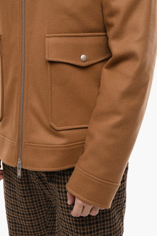 Cappotto Sahariano in Misto Lana con Zip Frontale