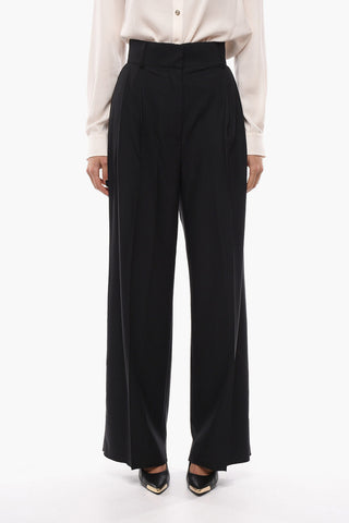 Double-pleated Hemless Palazzo Pants