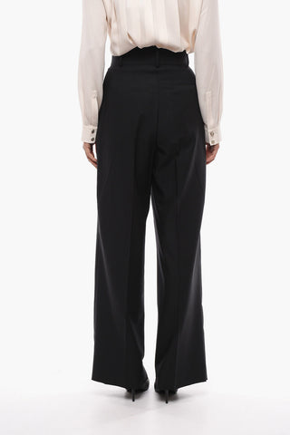 Double-pleated Hemless Palazzo Pants