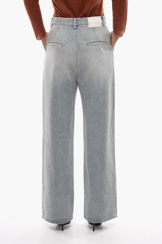 High-waisted Boyfriend Denims with Light Wash 27cm