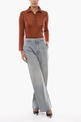 High-waisted Boyfriend Denims with Light Wash 27cm