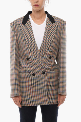 Houndstooth Double-Breasted MARTHY Blazer with Peak Lapel
