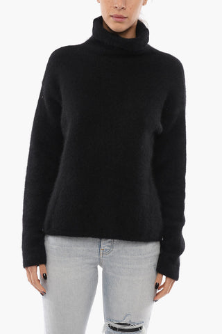 Maglia in Misto Angora a Collo Alto
