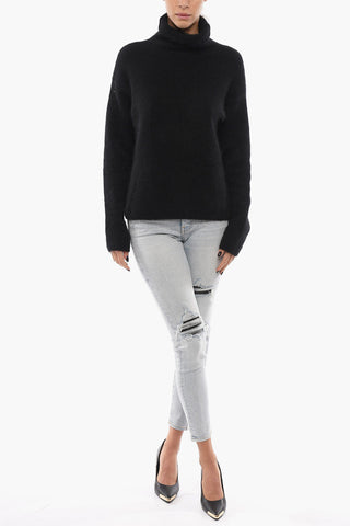 Maglia in Misto Angora a Collo Alto