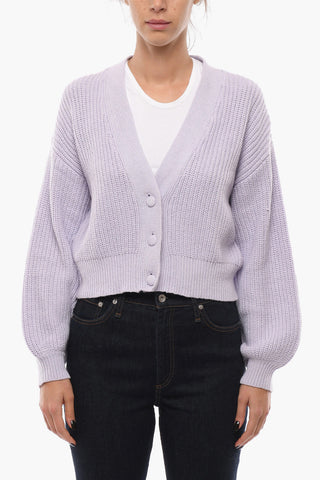 Balloon-sleeved DARLENE Cotton Blend Cardigan