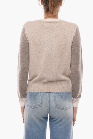 Cashmere Blend Sweater with Contrasting Sleeves