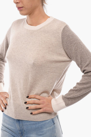 Cashmere Blend Sweater with Contrasting Sleeves