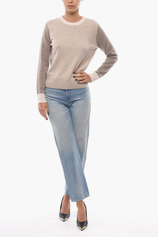 Cashmere Blend Sweater with Contrasting Sleeves
