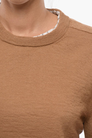 MM4 Double-layered Crew Neck Sweater with Distressed Details