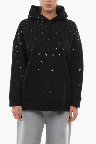 Felpa Hoodie con Monogram All-Over in Paillettes