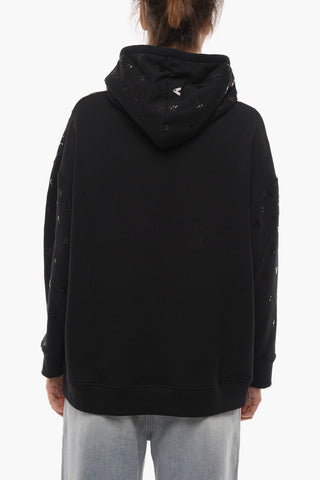 Felpa Hoodie con Monogram All-Over in Paillettes