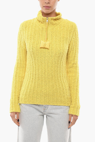J.W. ANDERSON Mock Neck Terry Sweater with Half Zip
