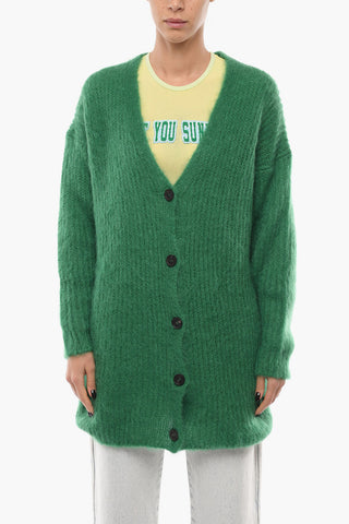 V-Neck Fuzzy Effect Oversized Cardigan
