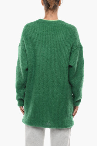 V-Neck Fuzzy Effect Oversized Cardigan