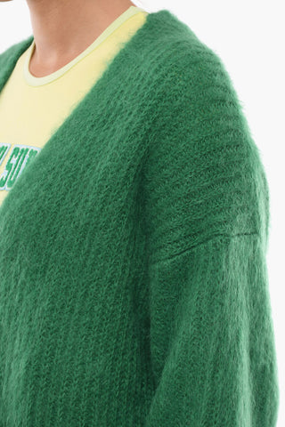 V-Neck Fuzzy Effect Oversized Cardigan