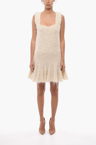 Mohair Blend Midi Dress with Bows