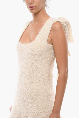 Mohair Blend Midi Dress with Bows