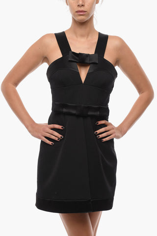 Wrap Sheath Dress with Satin Inserts