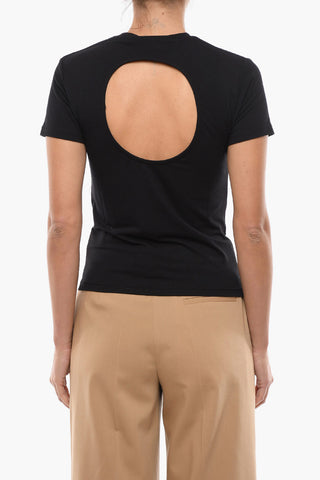 Solid Color HUNTER Crew-Neck T-shirt with Cut-Out Detail on the Back