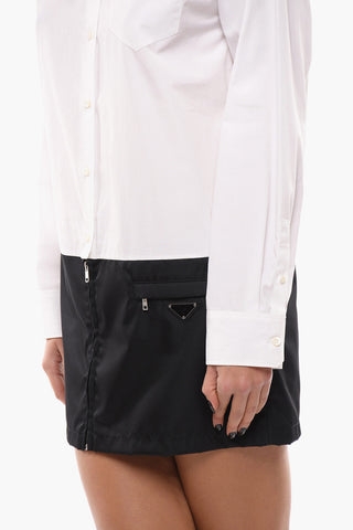Long Sleeved Shirt Dress With Nylon Bottom