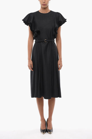 A-Line Dress with Short Sleeves and Ruffles