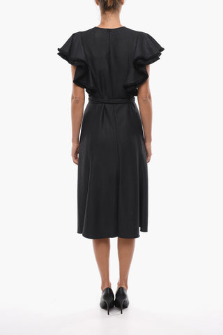 A-Line Dress with Short Sleeves and Ruffles