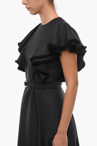 A-Line Dress with Short Sleeves and Ruffles
