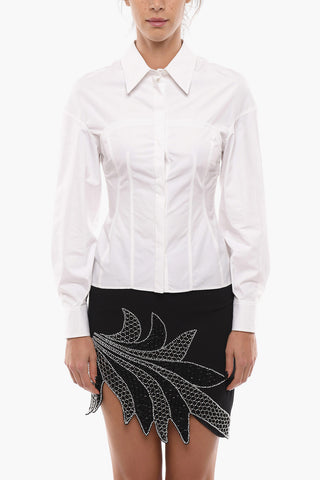 Long Sleeved Cotton Shirt With Corset Detail