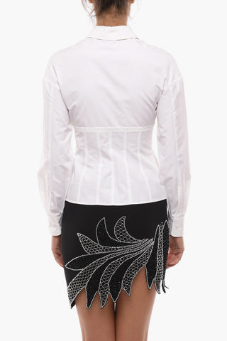 Long Sleeved Cotton Shirt With Corset Detail