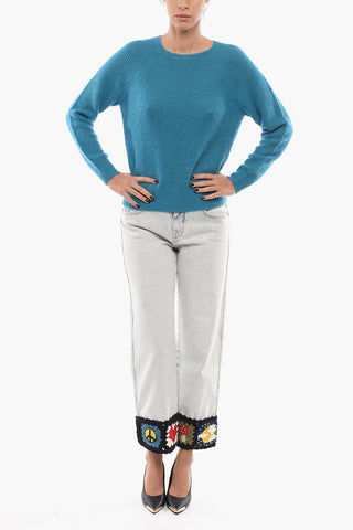 Cashmere and Silk Blend Sweater with Crewneck